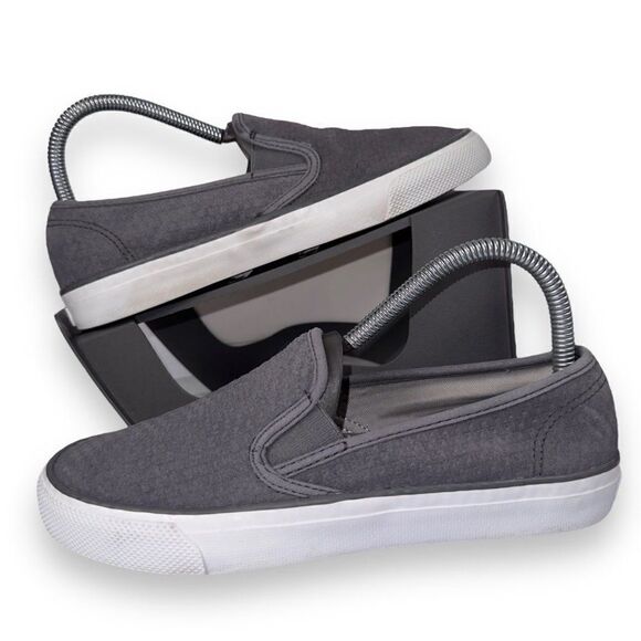 Sperry Seaside Emboss Suede Slip-on Sneakers Grey STS82596 Women's 6.5 - Picture 1 of 11